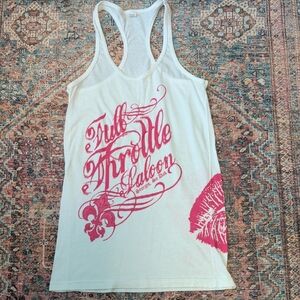 Tultex White Tank Top with Pink Graphic